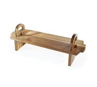 Acacia Wood Raised Serving Platter | Great Cake Stand, Cheese Board & Salad Server | Perfect for Afternoon Tea, Tapas, Buffets & Breakfast | M&W
