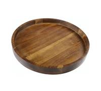 Acacia Wood Round Serving Board - 35cm Charcuterie Board with Rim, Elegant Centre for Ottoman, Coffee Table and Kitchen Island
