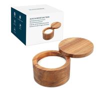 Acacia Wood Salt Cellar Bowl Box Elegant Kitchen Salt Container Holder with