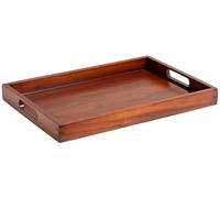 Acacia Wood Serving Tray with Handles, 17.5x12 - Decorative Serving Trays Platter for Breakfast in Bed, Lunch, Dinner, Appetizers, Patio, Ottoman, Coffee Table, BBQ, Party -Great for Lap & Couch