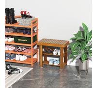 Acacia Wood Shoe Bench 3-Tier Shoe Storage Organizer for Entryway Living Room
