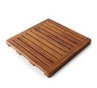 Acacia Wood Shower Mat 21x21 Inches by Demigo, Luxury Bath Mat Non Slip for Bathroom Bathtub Shower Spa Garden Home, Wooden Floor Mat Square Large for Outdoor and Indoor