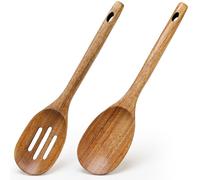 Acacia Wood Spoons for Cooking Spoon Set Large Wooden Cooking Spoons Long Slotted Spoon Kitchen Utensils Big Mixing Spoons Spootle Cucharas De Madera Para Cocinar Stirring Spoon Kitchen Tools Gift