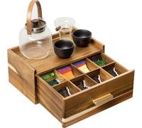 Acacia Wood Tea Bag Organizer, Tea Organizers and Storage Box, Tea Caddy for Tea Bags Storage Drawer, Teabag Holder Container Boxes for Countertop, Tea Station Chest Display Wooden, Organizador De Te