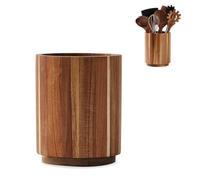 Acacia Wood Utensil Holder, 360° Rotating, Large Countertop Organizer,360° Rotating, Large Cooking Utensil Holder,Kitchen Utensil Crock for Countertop,Farmhouse Kitchen Decor