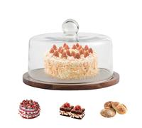 Acacia Wooden Cake Display Stand with Right-angle Glass Lid 11.5"/29.5cm