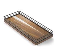 Acacia Wooden Decorative Tray, 11.2" L Coffee Table Tray for Kitchen Countertop Soap Sponge Holder for Dresser Perfume Jewelry Candle Nightstand Table Centerpieces for Dining Room Decor