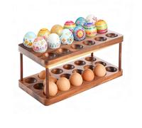Acacia Wooden Egg Holder, Rustic Egg Tray for 36 Eggs, Countertop Farm Egg Storage, Deviled Egg Plates, Kitchen or Refrigerator Organizer, Easy to Clean, Easter Decor (2)