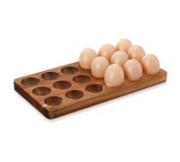 Acacia Wooden Egg Holder, Rustic Eggs Tray for 36, Countertop Farm Eggs Storage, Deviled Egg Plates, Kitchen or Refrigerator Organizer, Easy to Clean, Easter Decor (1)