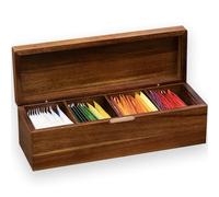 Acacia Wooden Tea Bag Organizers, Tea packet Storage Boxes, Tea Caddy for Tea Bags Chest, Teabag Holder Containers, Teabox Station Display, Organizador De Tes Caja Para Te, 4 Compartments