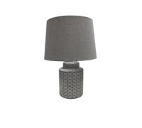 AcaciaHome Elegant & Modern Grey Abstract 36cm Ceramic Table Lamp with Empire Fabric Shade - Decorative Bedside Lamp with Corded Power, Ideal for Contemporary Bedroom, Living Room, Home & Office
