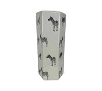 AcaciaHome Hexagonal Ceramic Umbrella Stand - Stylish and Elegant 18” Tall Zebra Safari Design Decorative Vase with Durable Glazed Finish for Home or Office, or Entryways Décor