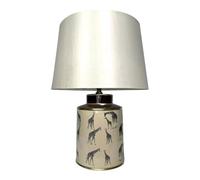 AcaciaHome Modern and Classic Oriental Design Large Floral Ceramic Table Lamp with Drum Shade - Perfect Stylish and Functional Hall Light for Living Room. Bedroom (40cm Giraffe Safari Design)