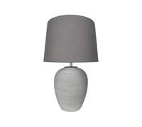 AcaciaHome Modern and Classic Oriental Design Large Floral Ceramic Table Lamp with Drum Shade - Perfect Stylish and Functional Hall Light for Living Room. Bedroom (50cm Grey Stone Look)