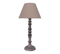 AcaciaHome Modern Tall Wooden Washed Table Lamp - Traditional Shabby Chic Design with Taupe Linen Shade, Wood Effect Finish for Living Rooms, Bedrooms, or Hallways Decor (32cm Grey with Brown Shade)