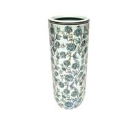 AcaciaHome Stylish Floral Ceramic Umbrella Stand with Glazed Vintage Finish - 18" Tall Decorative Round Holder for Umbrellas, Canes, or Vase Use in Entryway or Living Room (Multicoloured)