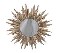 AcaciaHome Stylish Gold Leaf Round Sun Burst Wall Mirror - 86cm Antique Gold Frame, Unique Leaf Design, Metal Construction, Luxurious Wall Décor, Art Deco Inspired Piece for Bedroom, Living Room