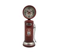 AcaciaHome Unique & Classic Route 66 Red Petrol Pump Mantel Clock - Stylish Tabletop Timepiece with Silent Sweep Movement, Retro Gas Pump Design for Living Room, Office, Bedroom or Home Décor