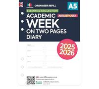 Academic 2025-2026 A5 size week on two pages organiser diary refill insert Filofax A5 COMPATIBLE | English | UK holidays | 148 x 210mm (Academic 25/26 Weekly diary)