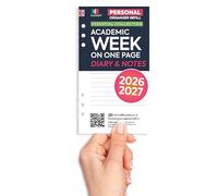 Academic 2026-2027 Personal size week on one pages diary & lined notes refill organiser insert | August 2026 - July 2027 | Compatible with Filofax personal size organisers | 95 x 171mm