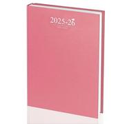 Academic Diary 2025-2026 A4 Day-A-Page Pink School Planner for Students and Teachers Diary with Case Binding