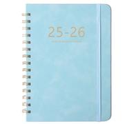 Academic Diary 2025-2026, A5 Diary 2025-2026 Week to View, July 2025 to June 2026, 2025-2026 Diary with Monthly Tabs, Back Pocket, Elastic Closure, Notes, 21.5 x 15.5cm, Faux Leather(Blue)