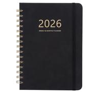 Academic Diary 2025-2026, A5 Diary 2025-2026 Week to View, July 2025 to June 2026, 2025-2026 Diary with Monthly Tabs, Back Pocket, Elastic Closure, Notes, 21.5 x 15.5cm, Faux Leather(Black)