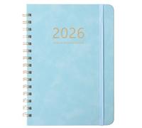 Academic Diary 2025-2026, A5 Diary 2025-2026 Week to View, July 2025 to June 2026, 2025-2026 Diary with Monthly Tabs, Back Pocket, Elastic Closure, Notes, 21.5 x 15.5cm, Faux Leather(Blue)