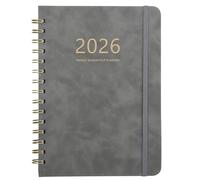 Academic Diary 2025-2026, A5 Diary 2025-2026 Week to View, July 2025 to June 2026, 2025-2026 Diary with Monthly Tabs, Back Pocket, Elastic Closure, Notes, 21.5 x 15.5cm, Faux Leather(Gray)