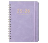 Academic Diary 2025-2026, A5 Diary 2025-2026 Week to View, July 2025 to June 2026, 2025-2026 Diary with Monthly Tabs, Back Pocket, Elastic Closure, Notes, 21.5 x 15.5cm, Faux Leather(Purple)