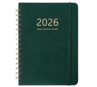 Academic Diary 2025-2026, A5 Diary 2025 2026 Week to View, July 2025 to June 2026, 2025-2026 Diary with Monthly Tabs, Back Pocket, Elastic Closure, Notes, 21.5 x 15.5cm, Faux Leather (Green, A5)