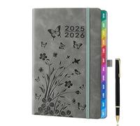 Academic Diary 2025-2026 A5 Week to View Dated Weekly Planner 1 Week on 2 Pages Mid Year Organiser August 2025 to July 2026 Grey Floral Cover with Pen for School and Family