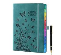 Academic Diary 2025-2026 A5 Week to View Dated Weekly Planner 1 Week on 2 Pages Mid Year Organiser August 2025 to July 2026 Teal Floral Cover with Pen for School and Family