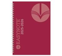 Academic Diary 2025-2026 A5 Week to View - Wiro Bound Durable Poly Covers Mid Year Planner - Runs July 2025 to August 2026 - University, College & School Organiser for Students & Teachers (Dark Red)