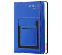 Academic Diary 2025-2026, Diary 2025-2026 A5 Page a Day from July 2025 to June 2026,Mid Year Academic Planner with Colorful Monthly Tab,Front/Inner Pocket,Elastic Closure (Blue)