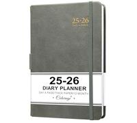 Academic Diary 2025-2026 - Diary 2025-2026 Day to Page, A5 Day Per Page Diary from August 2025 - July 2026 with Pen Loop, 180° Flat Out, Monthly Stickers, grey