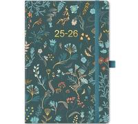 Academic Diary 2025-2026 - Diary 2025-2026 Week to View, A5 Diary Runs from Aug 2025 to Jul 2026, Hardcover, Elastic Pen Holder, Back Pocket, Green