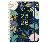 Academic diary 2025-2026 - Diary 2025-2026 Week to View, Aug 25 to Jul 26, with Floral Hardover and Twin-wrie Binding, 21.5 x 15.5 x 1.5 cm (A5)