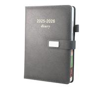 Academic Diary 2025-2026, Faux Leather Diary 2025-2026 A5 Page A Day,Productivity Daily Planner from Jul 2025 to Jun 2026 With Monthly Tabs, and Colorful Side Panels (Grey)