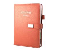 Academic Diary 2025-2026, Faux Leather Diary 2025-2026 A5 Page A Day,Productivity Daily Planner from Jul 2025 to Jun 2026 With Monthly Tabs, and Colorful Side Panels (Pink)