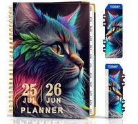Academic Diary 2025-2026 Week to View - A5 Monthly Weekly Planner from Jul. 2025 - Jun. 2026, 2025-2026 Diary Week to View 21.5 x 16 cm, 12 Month to View Diary for Women Men, Daily Planner with Tabs