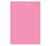 Academic Diary 2026-2027 A5 Day a Page Hardback Mid Year Planner Textured Organiser Runs August 2026 August 2027 Daily Schedule Appointment Journal Productivity (Pastel Pink)