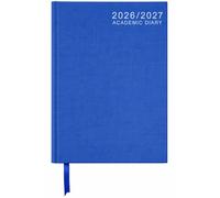 Academic Diary 2026-2027 A5 Day Per Page Student Planner - School & University Diary with Ribbon Marker, Timetable Pages, Year Planners & Notes - Hardcover Teacher Students Blue