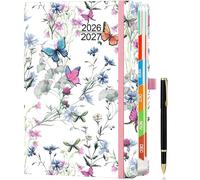 Academic Diary 2026-2027 A5 Day to Page - Elegant Hardback Planner with Pen Holder, 100 gsm Paper & Pocket - Ideal Academic Year Diary for Women, Students & Teachers