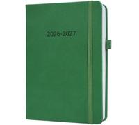 Academic Diary 2026-2027 - A5 Page A Day 2026/27 Diary,Planner 2026-2027 from August 2026 to July 2027,Hard Cover,2 Bookmark,Elastic Closure&Pen Holder,Back Inner Pocket,Green