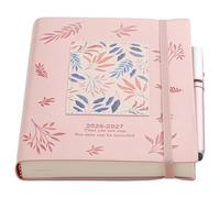 Academic Diary 2026-2027,A5 Page a Day,Soft Touch Mid Year Diary Daily Planner Organiser From Jul 2026 to Jun 2027 with Pen, Monthly Planner with Pocket,Stickers,Pink