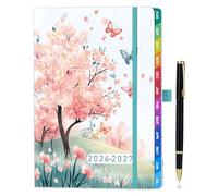 Academic Diary 2026-2027 A5 Week to View - Butterfly Hardback Planner with Pen Holder, 100 gsm Paper & Pocket - Ideal Academic Year Diary for Women, Students & Teachers