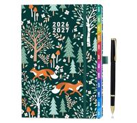 Academic Diary 2026-2027 A5 Week to View - Fox Hardback with Monthly Tabs, 100 GSM No Bleed Paper, Pen Holder, Pocket, Elastic Band & Ribbon Bookmarks, Academic Year Diary Aug 2026-Jul 2027