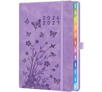 Academic Diary 2026-2027 A5 Week to View - Lavender Hardback Weekly Planner with Pen Holder, 100 gsm Paper & Ribbon Bookmarks - Academic Year Diary for Students & Teachers