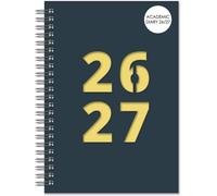 Academic Diary 2026-2027 A5 Week to View Mid-Year Planner - Die Cut Covers in Blue or Yellow - Wiro Bound Student & Teacher Organiser - Runs July 2026 to July 2027 (Yellow)